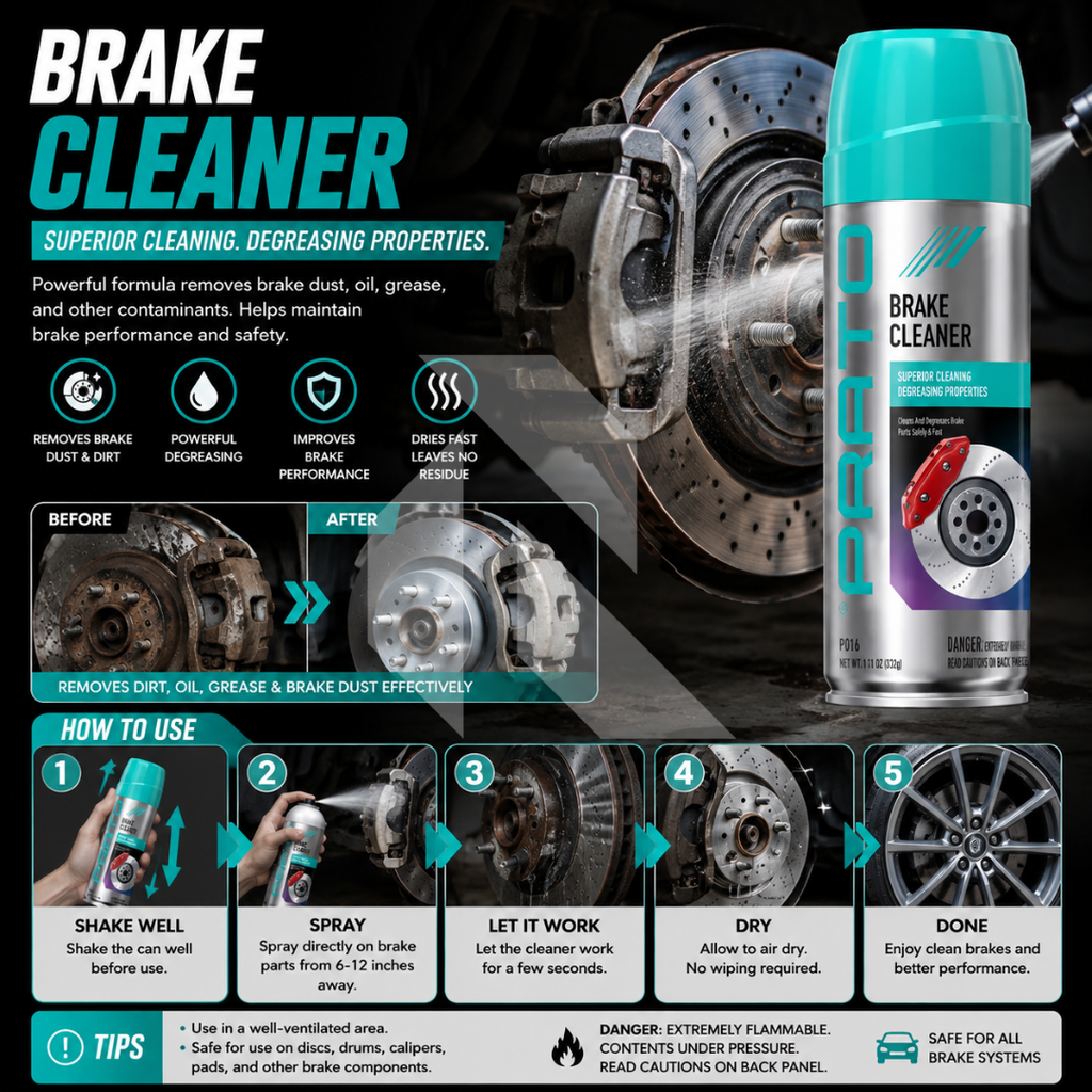PRATO Brake Cleaner – Fast Drying Brake & Parts Cleaner Spray