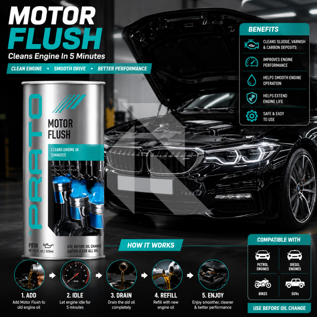 PRATO Motor Flush 443ML – Engine Cleaning Treatment Before Oil Change