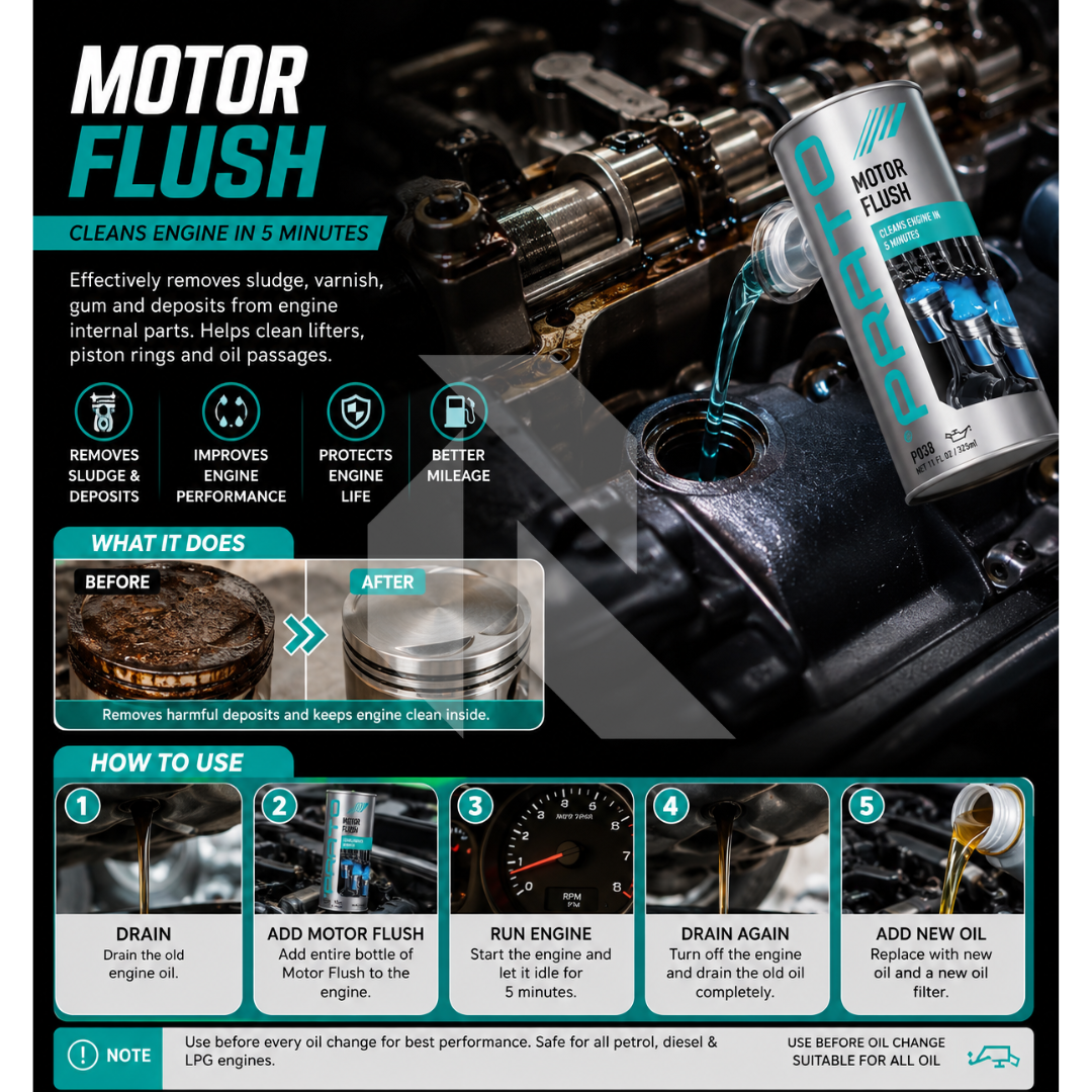 PRATO Motor Flush 443ML – Engine Cleaning Treatment Before Oil Change