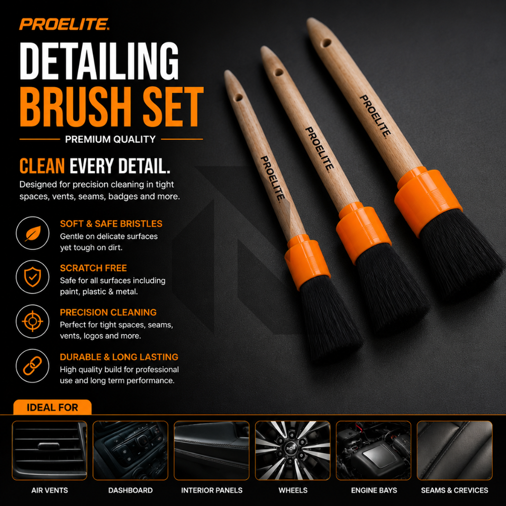 ProElite Boar's Hair Detailing Brushes – Pack of 3