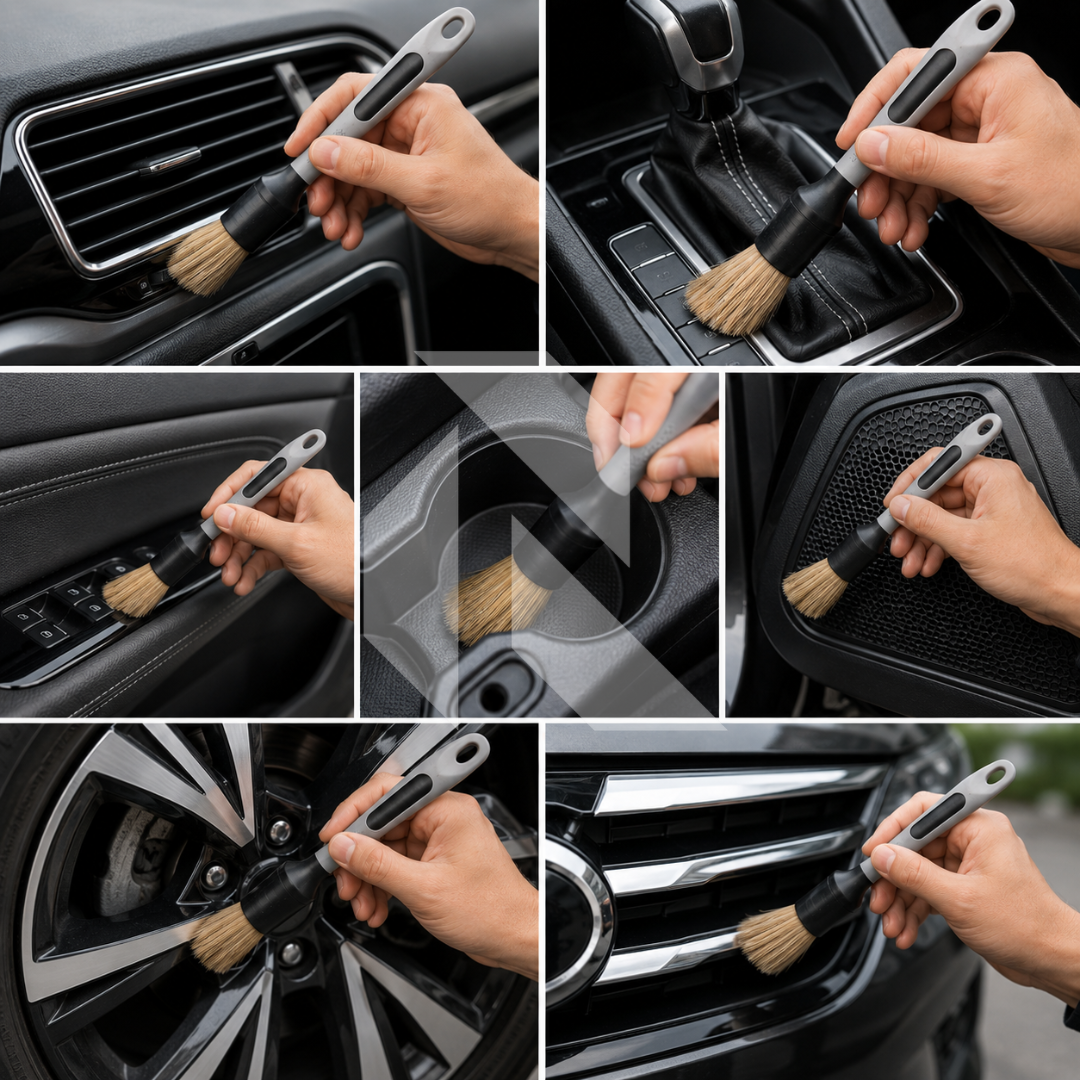 Premium Car Detailing Brush Pack of 2 – Soft Bristle Cleaning Brushes