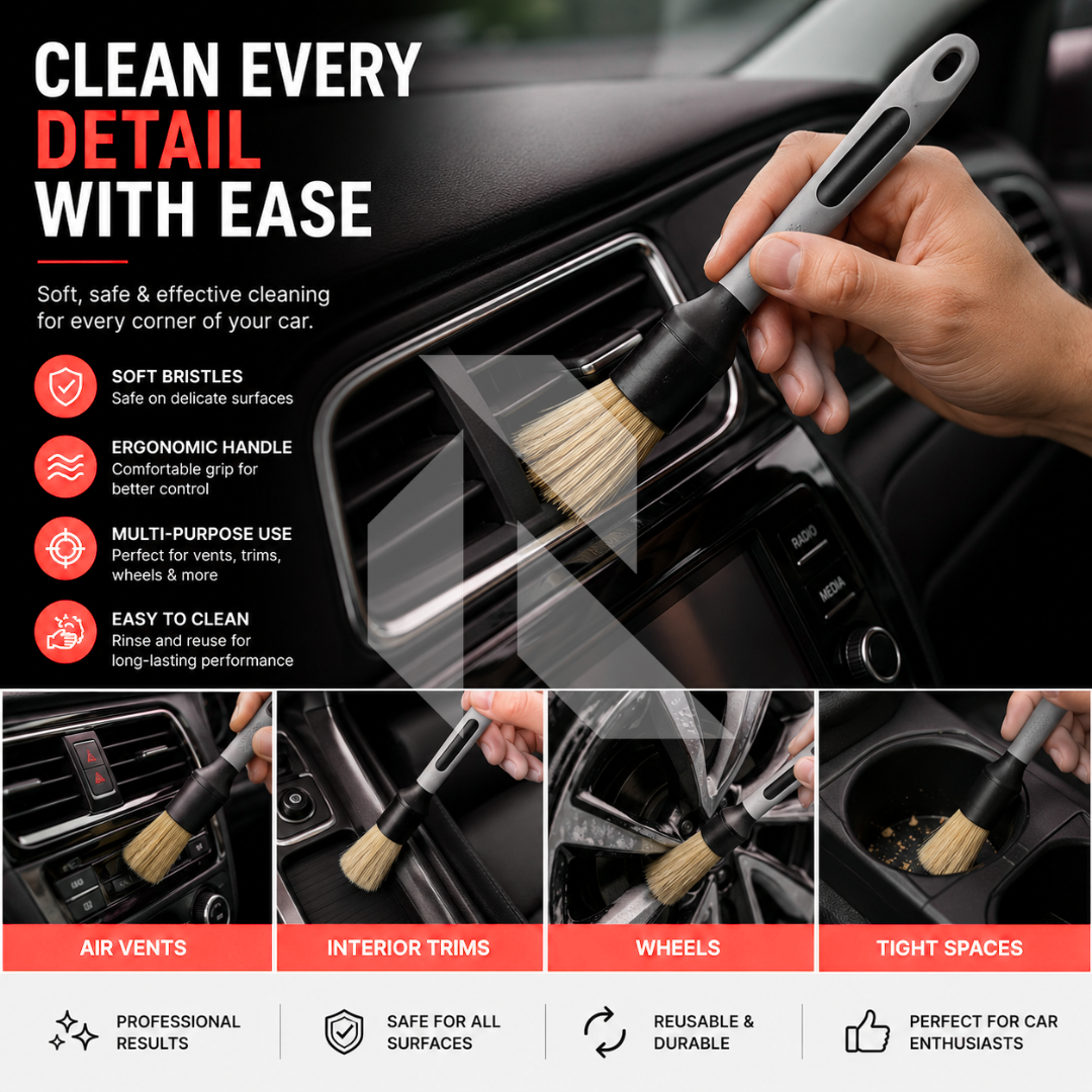 Premium Car Detailing Brush Pack of 2 – Soft Bristle Cleaning Brushes