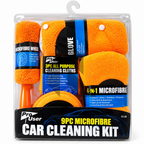 Pro User 9PC Microfibre Car Cleaning Kit – Car Wash, Wheel Brush, Cleaning Cloths, Wash Glove & Polishing Pad