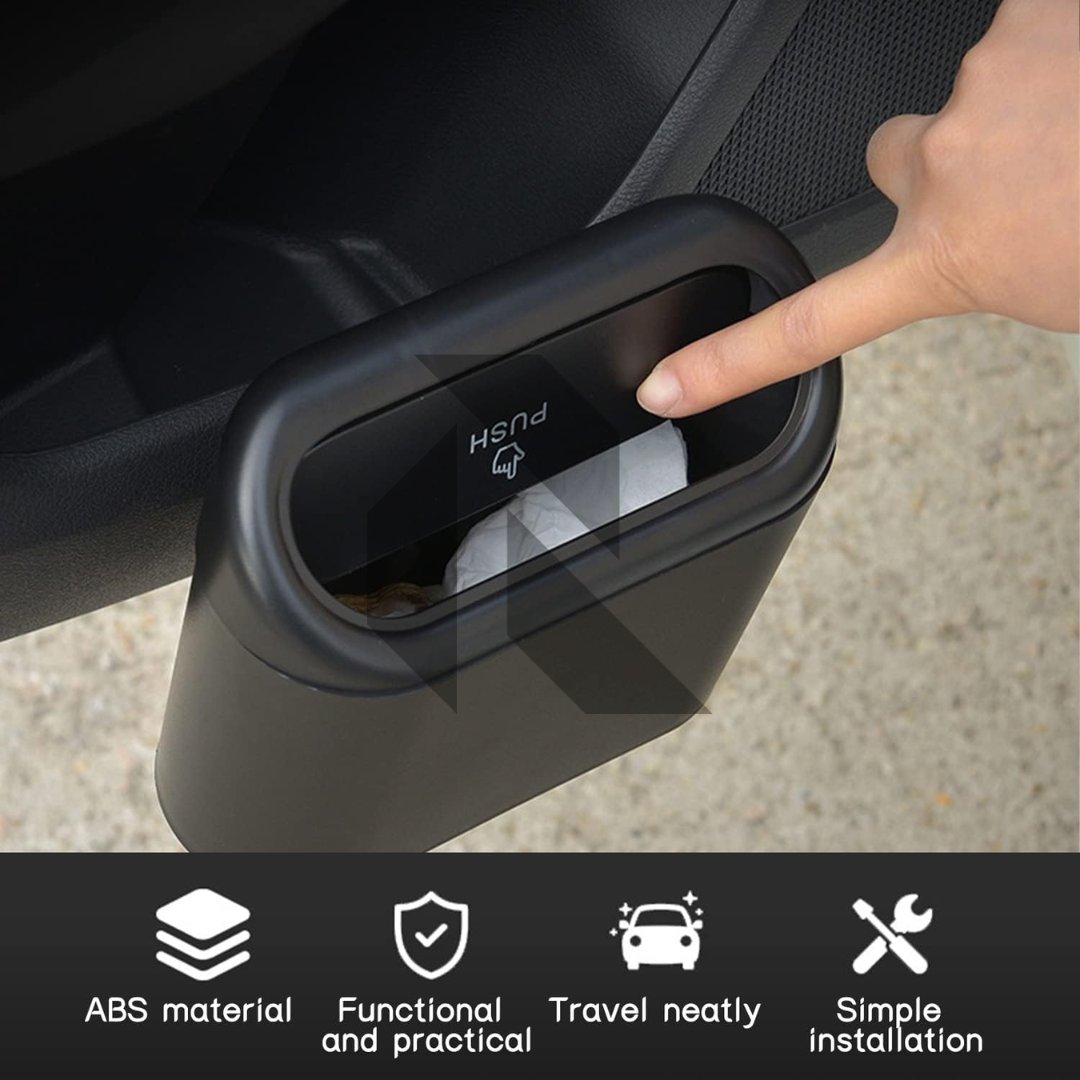 Portable Hanging Mini Car Trash Can with Lid – Compact Car Garbage Bin