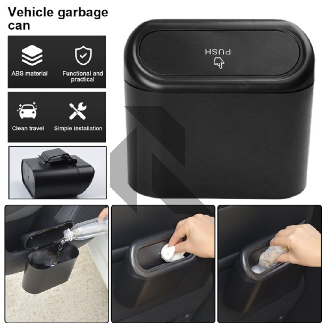 Portable Hanging Mini Car Trash Can with Lid – Compact Car Garbage Bin