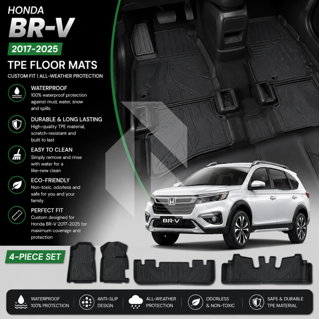 Honda BR-V 2017-2025 TPE Floor Mats – Waterproof & Custom Fit All-Weather Car Mats Main image