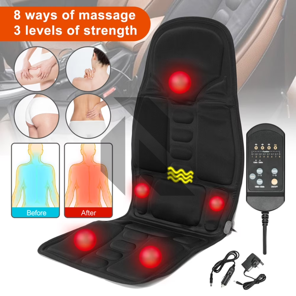 Robotic Massage Car Seat Cushion with Heat – Full Size Car & Office Seat Massager