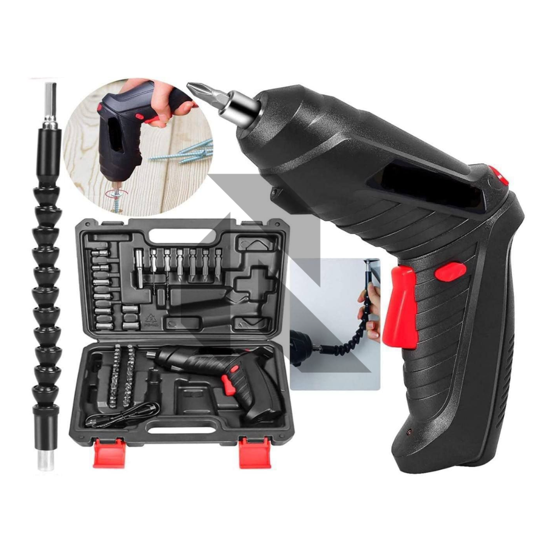Cordless Electric Screwdriver Set – USB Rechargeable with LED Light & Flexible Shaft Main image