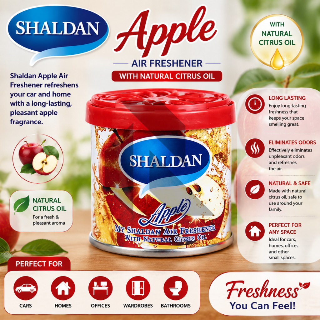 Shaldan Apple Car Air Freshener Can – Long Lasting Gel Air Freshener for Car, Home & Office