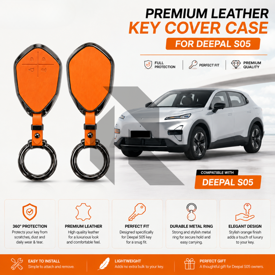 Premium Leather Key Cover for Deepal S05 – Orange Protective Key Case Main image