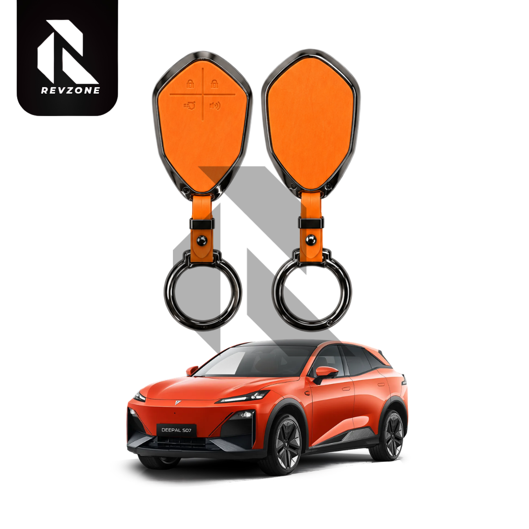 Premium Leather Key Cover for Deepal S07 – Orange Protective Key Case