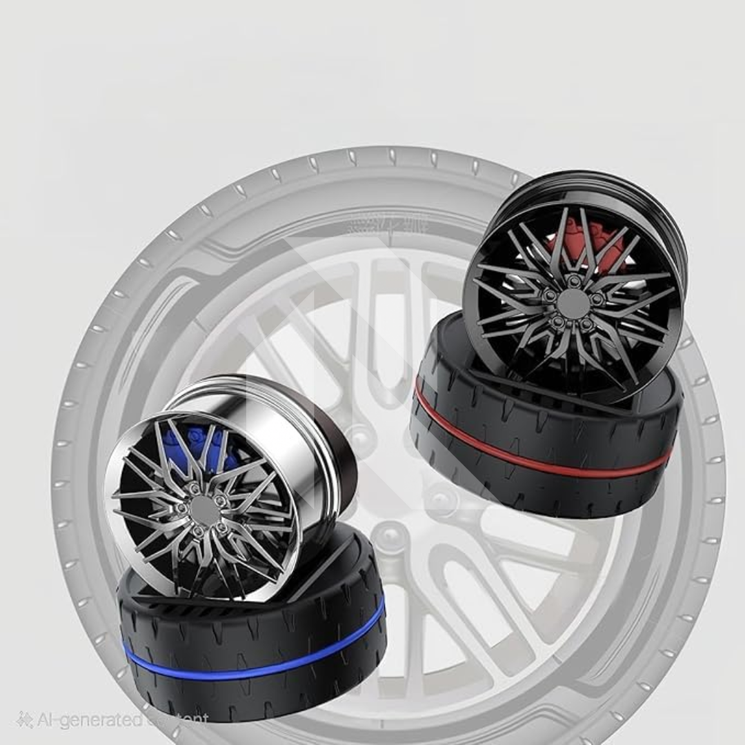 Solar Car Air Freshener Diffuser with Solar Rotation Wheel Hub Shape – Dashboard Car Perfume