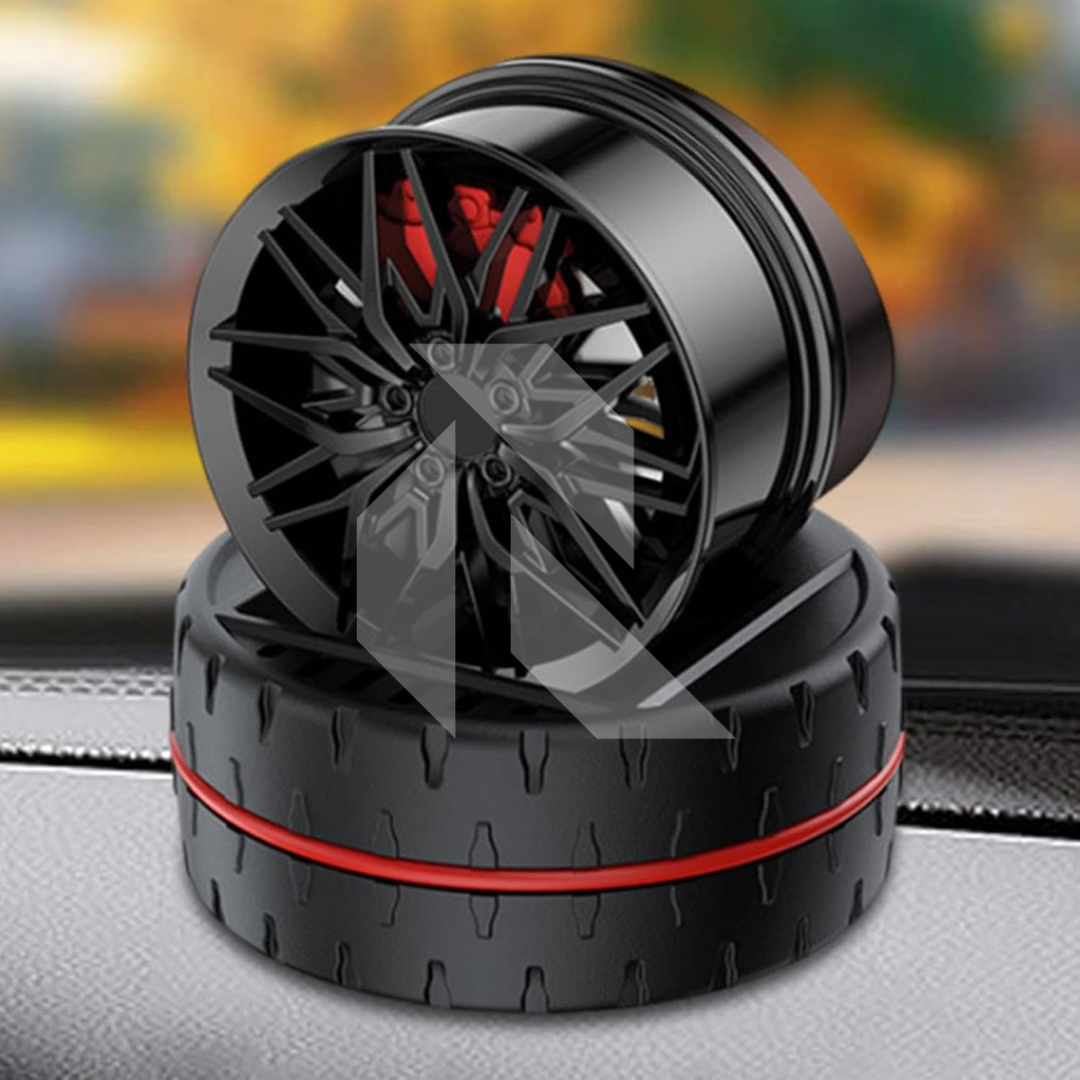 Solar Car Air Freshener Diffuser with Solar Rotation Wheel Hub Shape – Dashboard Car Perfume