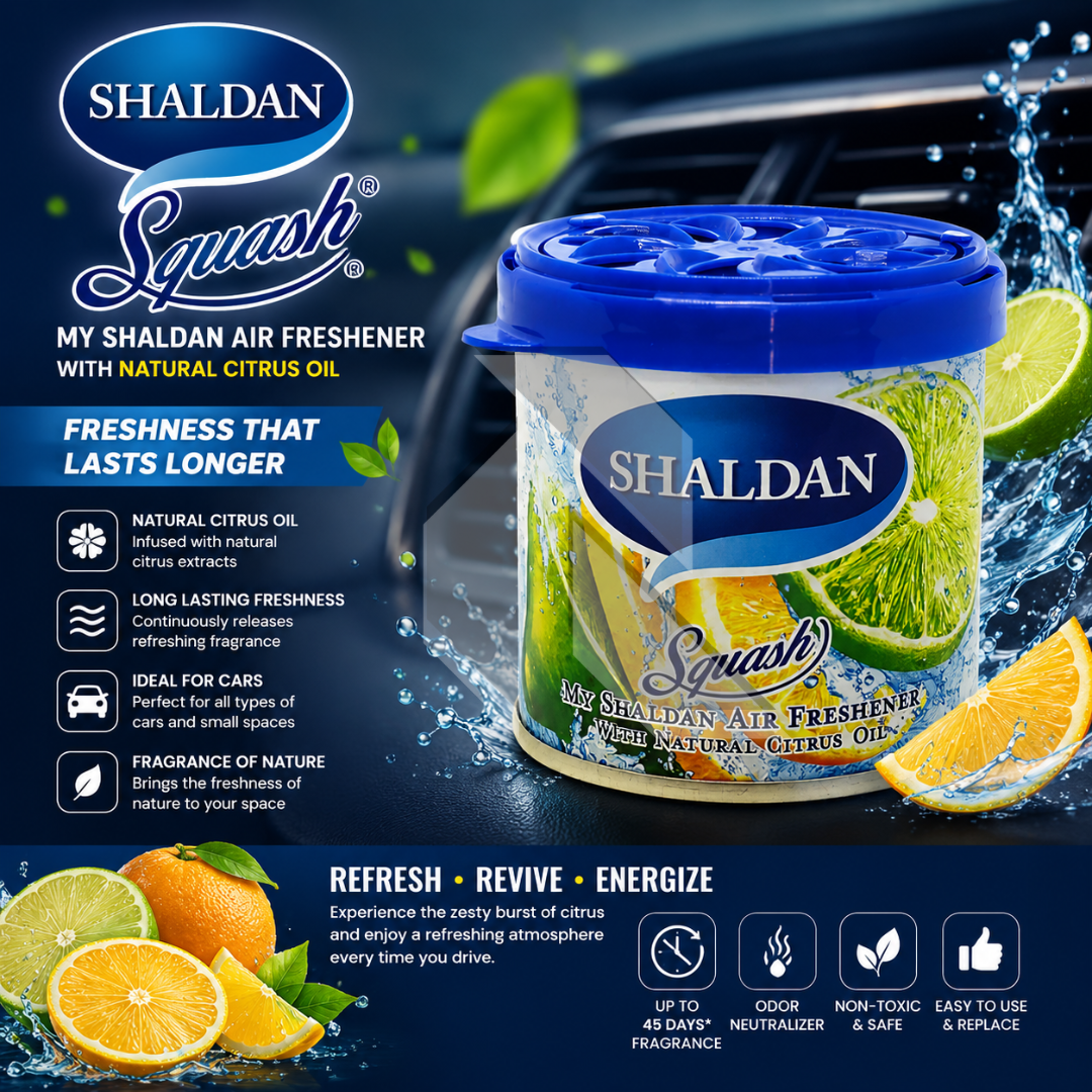 Shaldan Squash Car Air Freshener – Natural Citrus Gel Air Freshener for Car, Home & Office