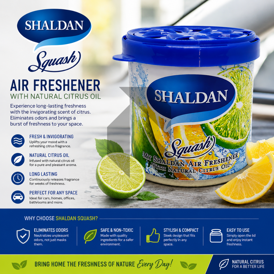 Shaldan Squash Car Air Freshener – Natural Citrus Gel Air Freshener for Car, Home & Office