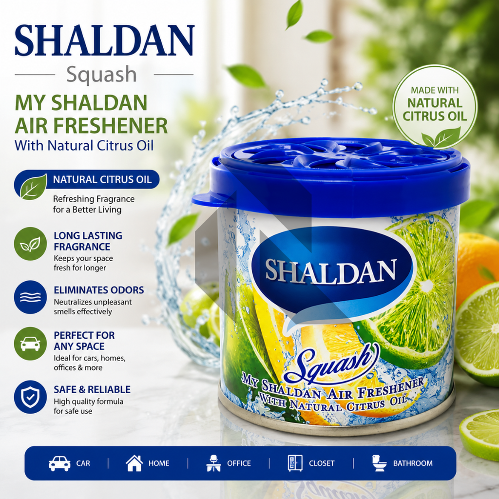 Shaldan Squash Car Air Freshener – Natural Citrus Gel Air Freshener for Car, Home & Office