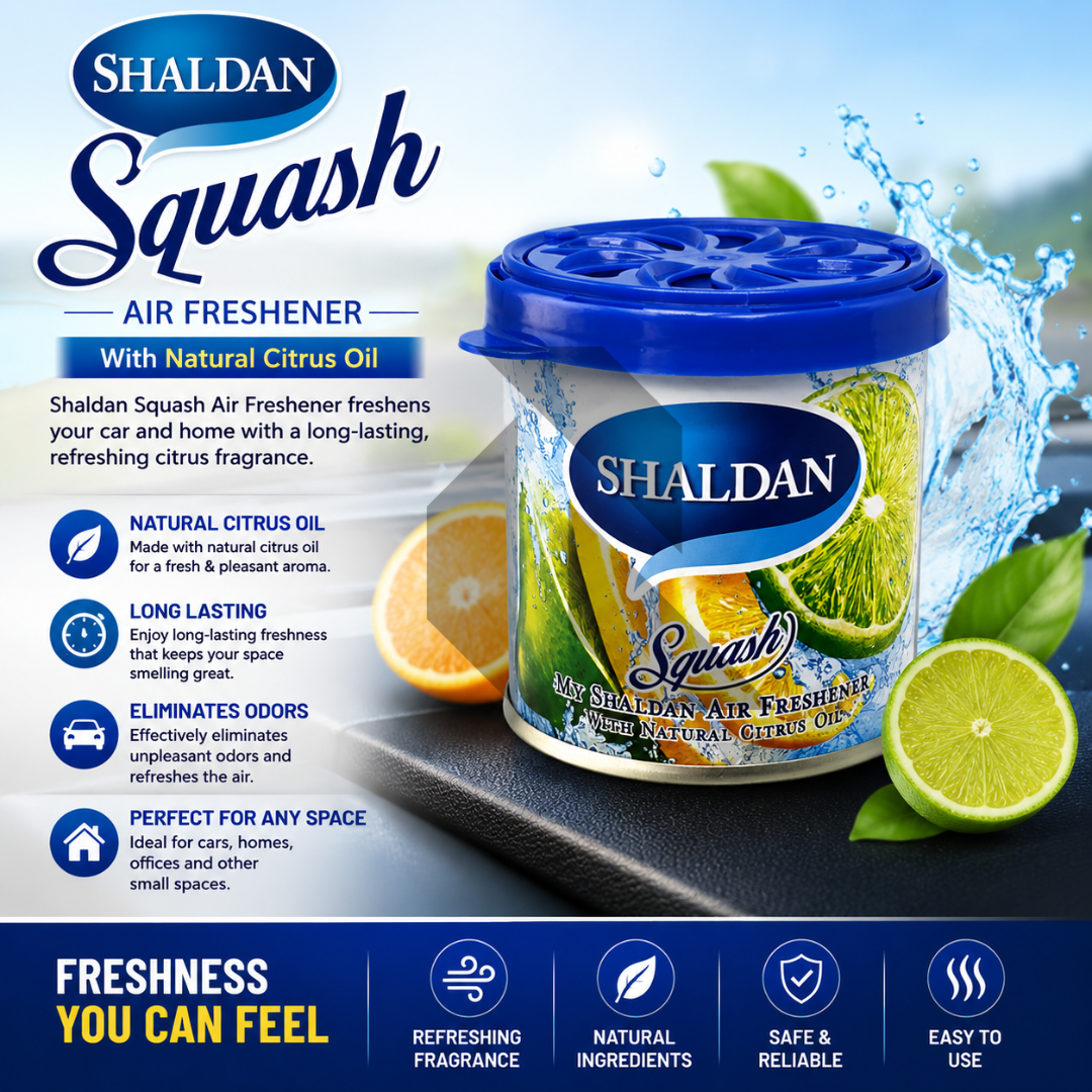 Shaldan Squash Car Air Freshener – Natural Citrus Gel Air Freshener for Car, Home & Office