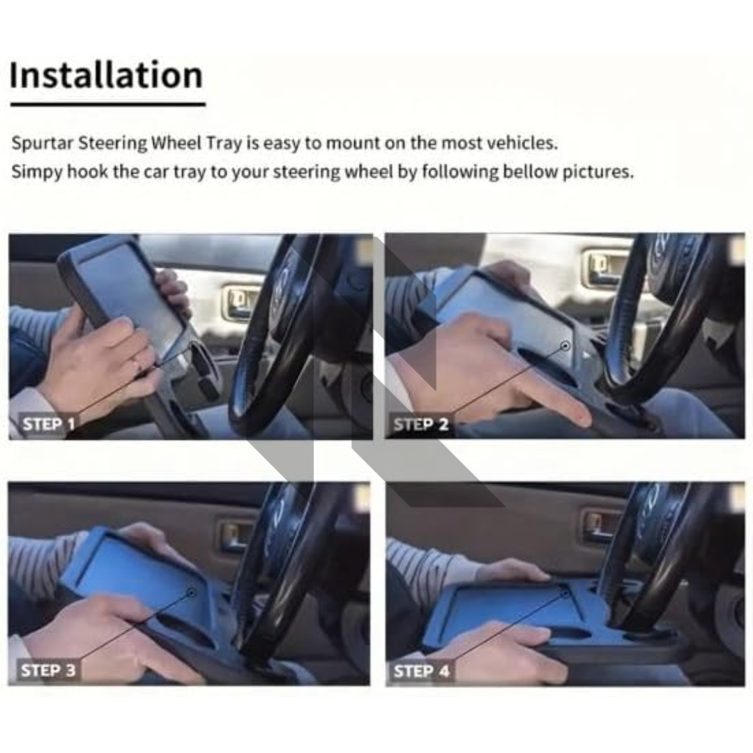 Car Steering Wheel Desk Tray – Multipurpose Laptop Table, Food Tray & Drink Holder for Travel
