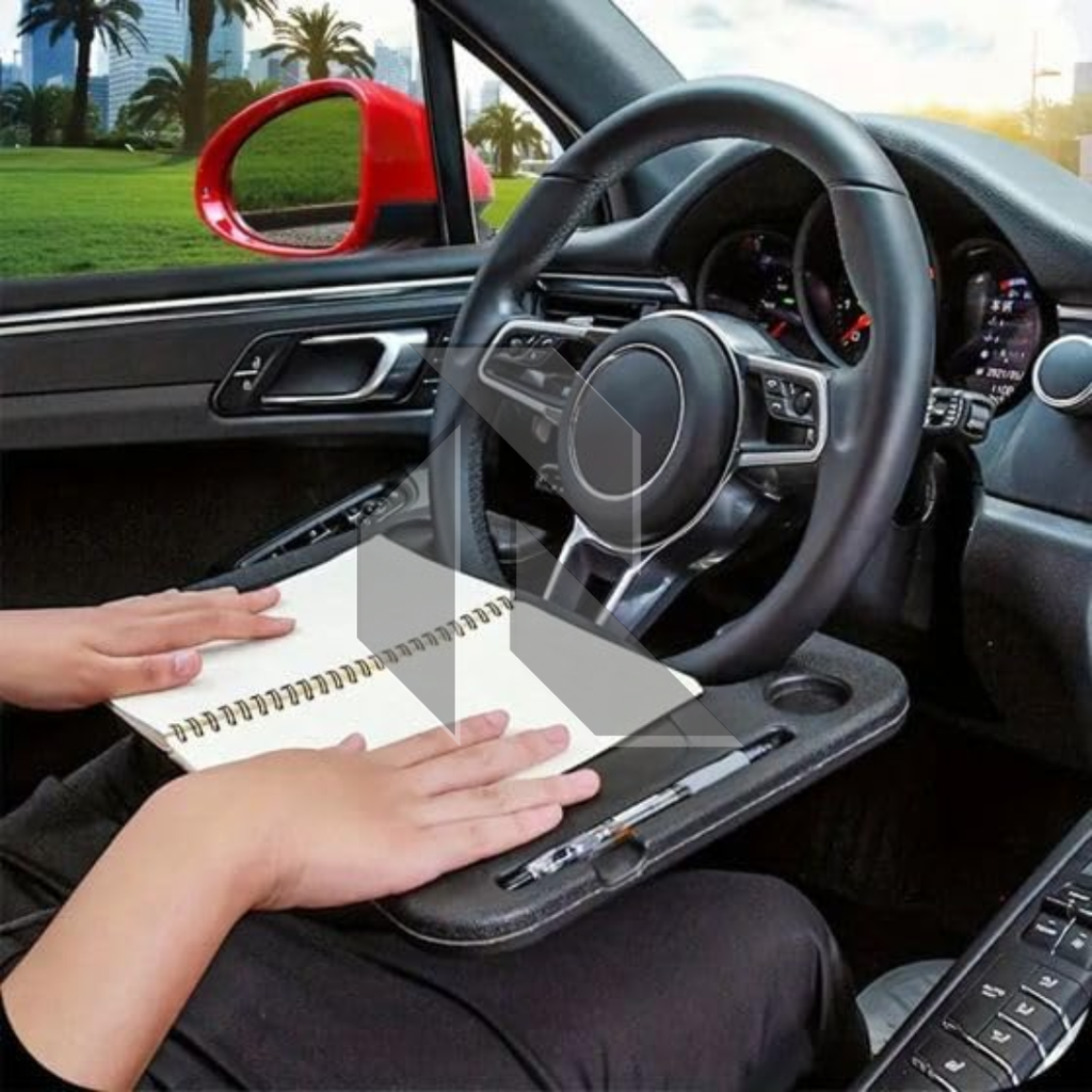 Car Steering Wheel Desk Tray – Multipurpose Laptop Table, Food Tray & Drink Holder for Travel