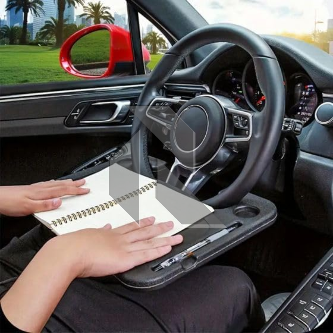 Car Steering Wheel Desk Tray – Multipurpose Laptop Table, Food Tray & Drink Holder for Travel