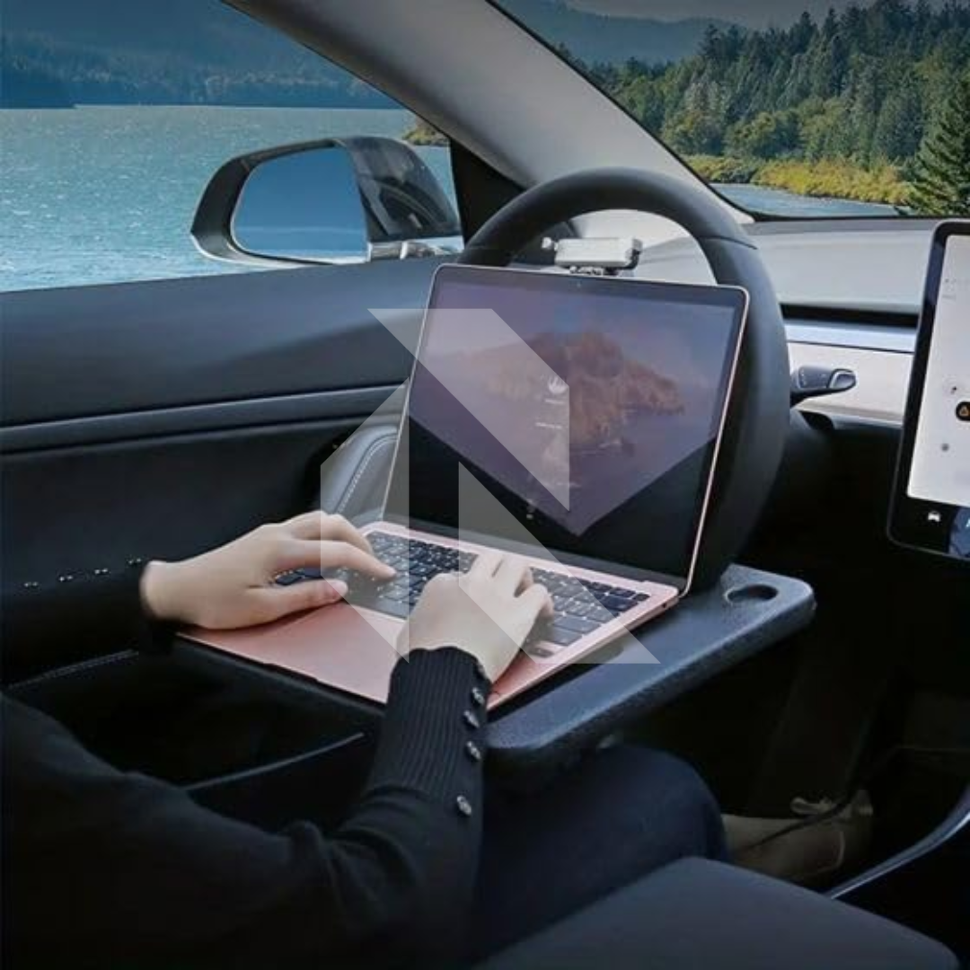 Car Steering Wheel Desk Tray – Multipurpose Laptop Table, Food Tray & Drink Holder for Travel