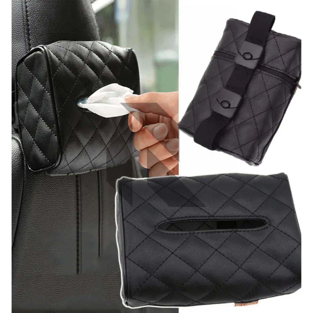Premium Leather Car Tissue Holder – Universal Sun Visor & Back Seat Organizer Secondary image