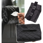 Premium Leather Car Tissue Holder – Universal Sun Visor & Back Seat Organizer