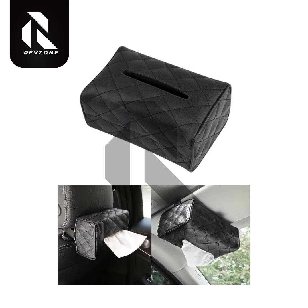 Premium Leather Car Tissue Holder – Universal Sun Visor & Back Seat Organizer