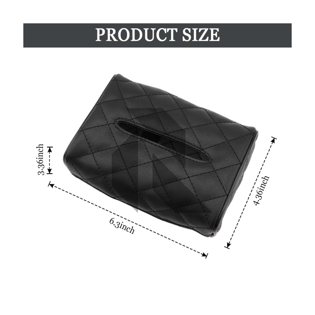 Premium Leather Car Tissue Holder – Universal Sun Visor & Back Seat Organizer