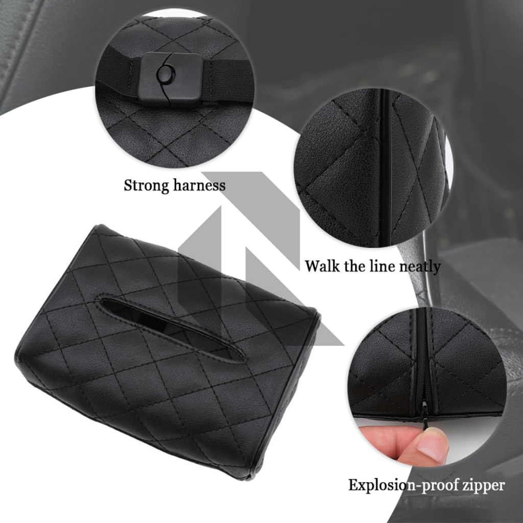 Premium Leather Car Tissue Holder – Universal Sun Visor & Back Seat Organizer