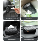 Premium Leather Car Tissue Holder – Universal Sun Visor & Back Seat Organizer