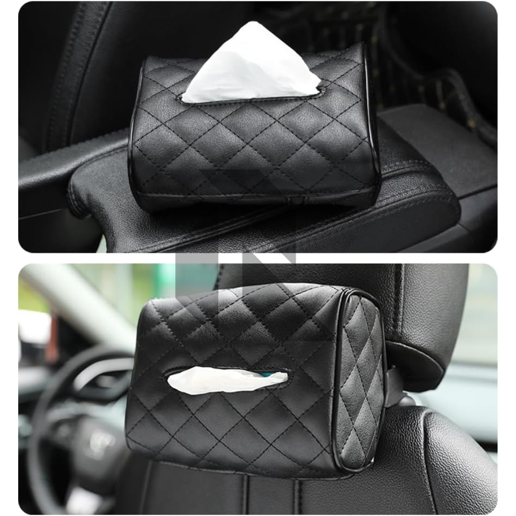 Premium Leather Car Tissue Holder – Universal Sun Visor & Back Seat Organizer
