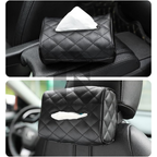 Premium Leather Car Tissue Holder – Universal Sun Visor & Back Seat Organizer