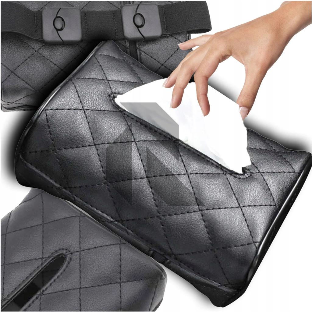 Premium Leather Car Tissue Holder – Universal Sun Visor & Back Seat Organizer