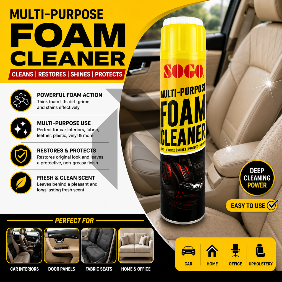 Sogo Multi-Purpose Foam Cleaner 650ML – Car Interior Foam Cleaner for Seats, Upholstery, Dashboard