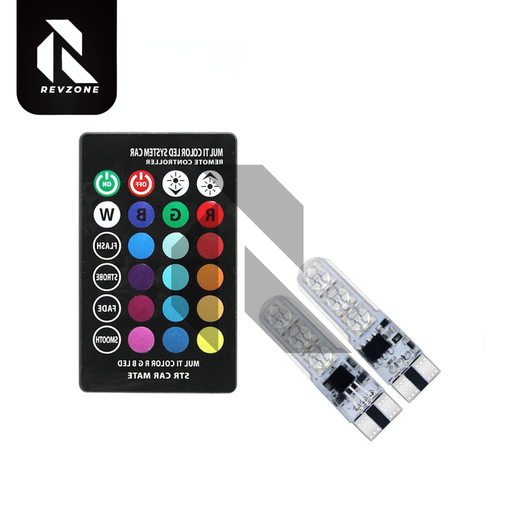 T10 Car Parking Light Multi RGB LED Bulb with Remote