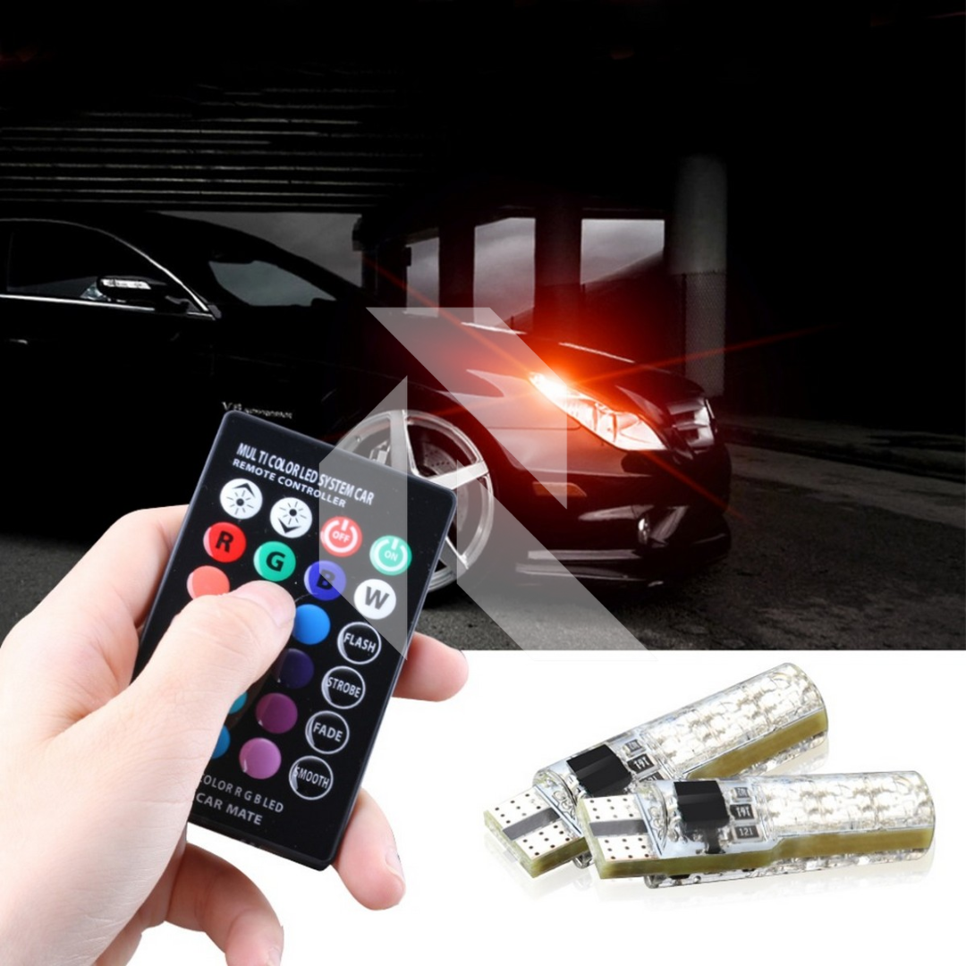 T10 Car Parking Light Multi RGB LED Bulb with Remote