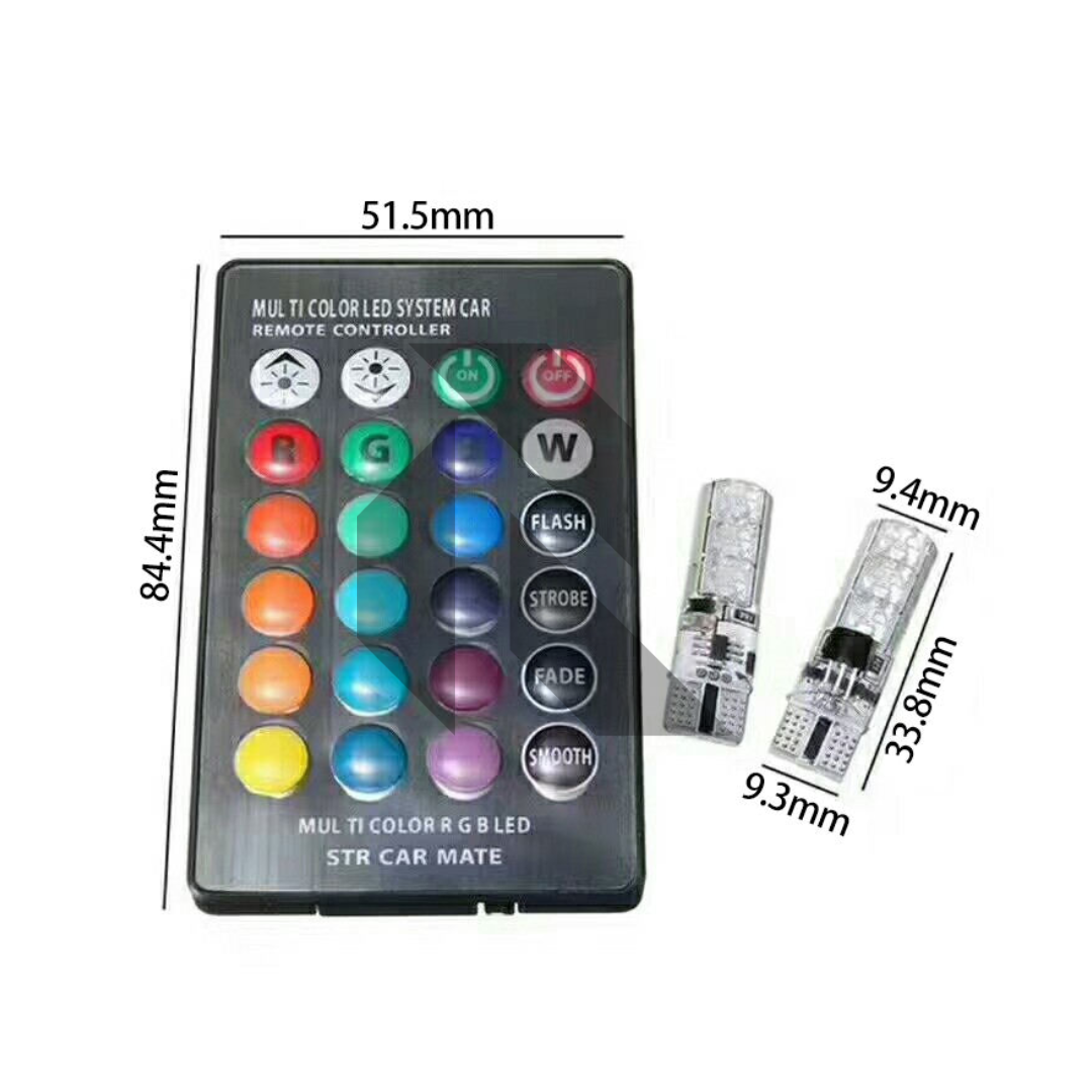 T10 Car Parking Light Multi RGB LED Bulb with Remote