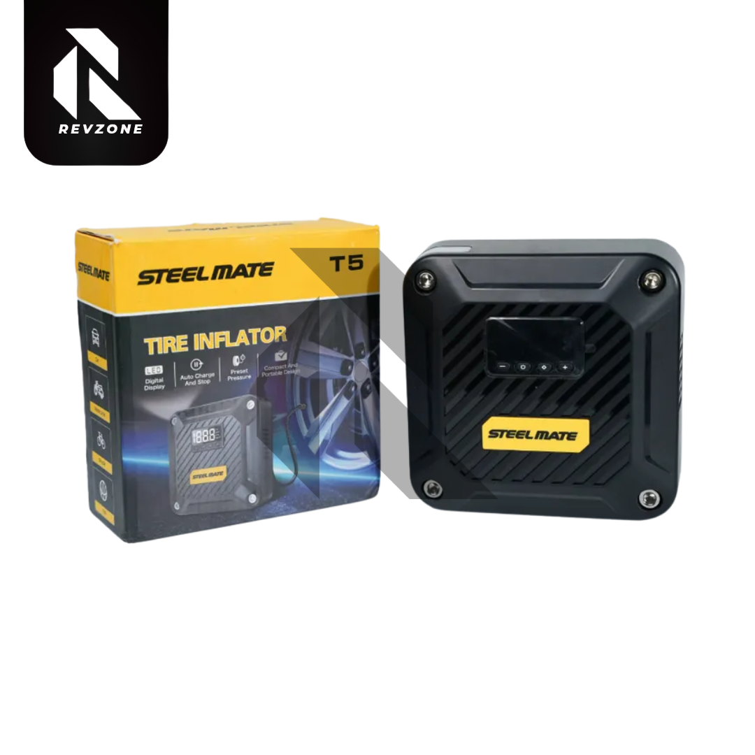 STEELMATE T5 Air Compressor Pump 12V DC Digital Tire Inflator with Auto Shut-Off & LED Emergency Light
