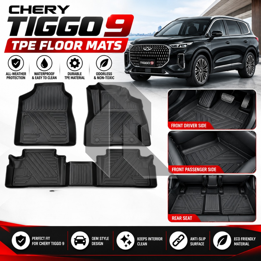 Chery Tiggo 9 TPE Floor Mats – Waterproof Custom Fit All-Weather Car Floor Mats