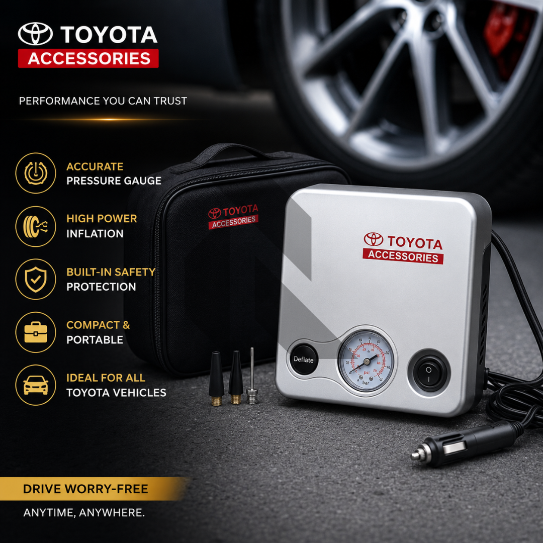 Toyota 12V Tire Inflator Air Compressor 80 PSI – Portable Car Air Pump with Pressure Gauge Secondary image