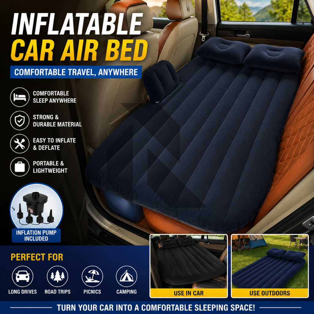 Inflatable Car Bed Mattress for Backseat – Portable Travel Air Bed for Car