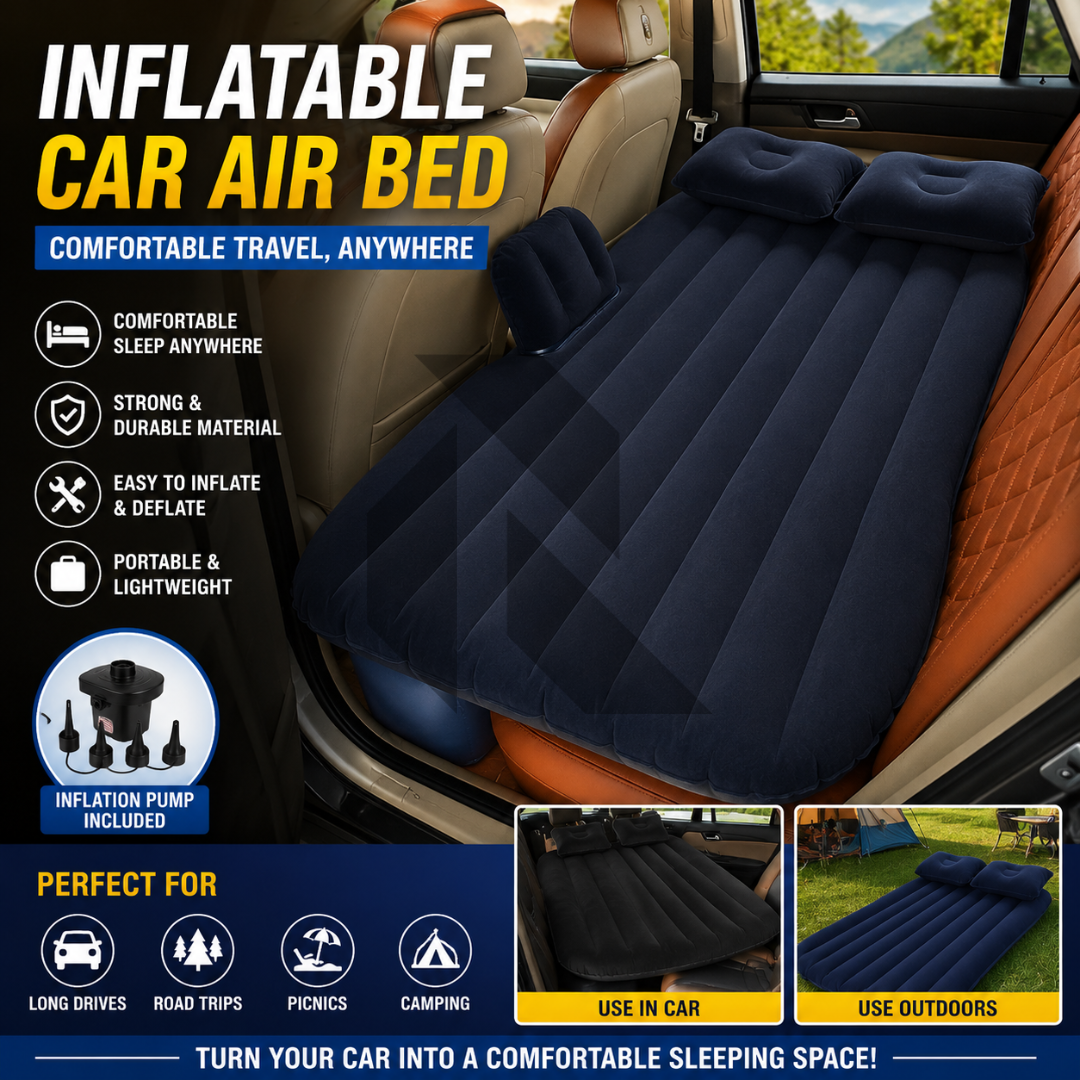 Inflatable Car Bed Mattress for Backseat – Portable Travel Air Bed for Car