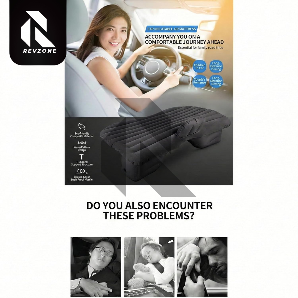 Inflatable Car Bed Mattress for Backseat – Portable Travel Air Bed for Car