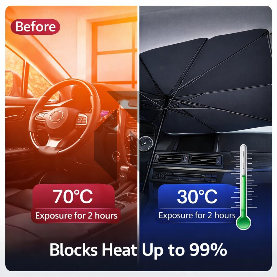 Universal Car Windshield Sun Shade Umbrella – Foldable UV Protection Sunshade