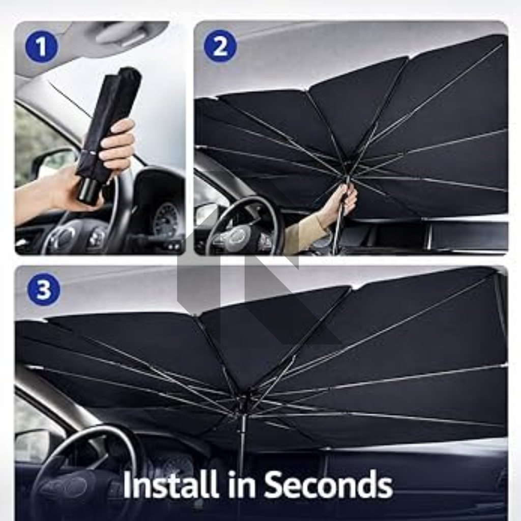 Universal Car Windshield Sun Shade Umbrella – Foldable UV Protection Sunshade