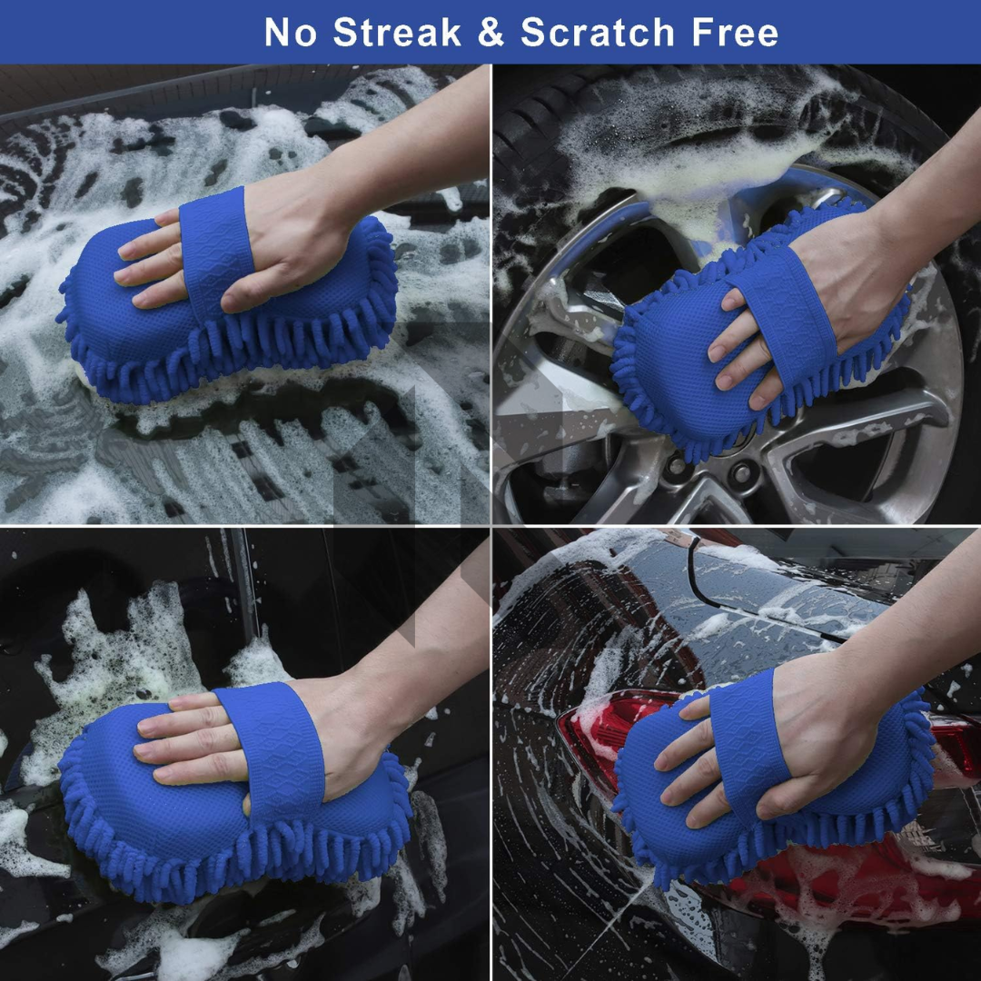 Microfiber Car Wash Sponge Mitt – Scratch-Free Cleaning Pad (Multi Color)