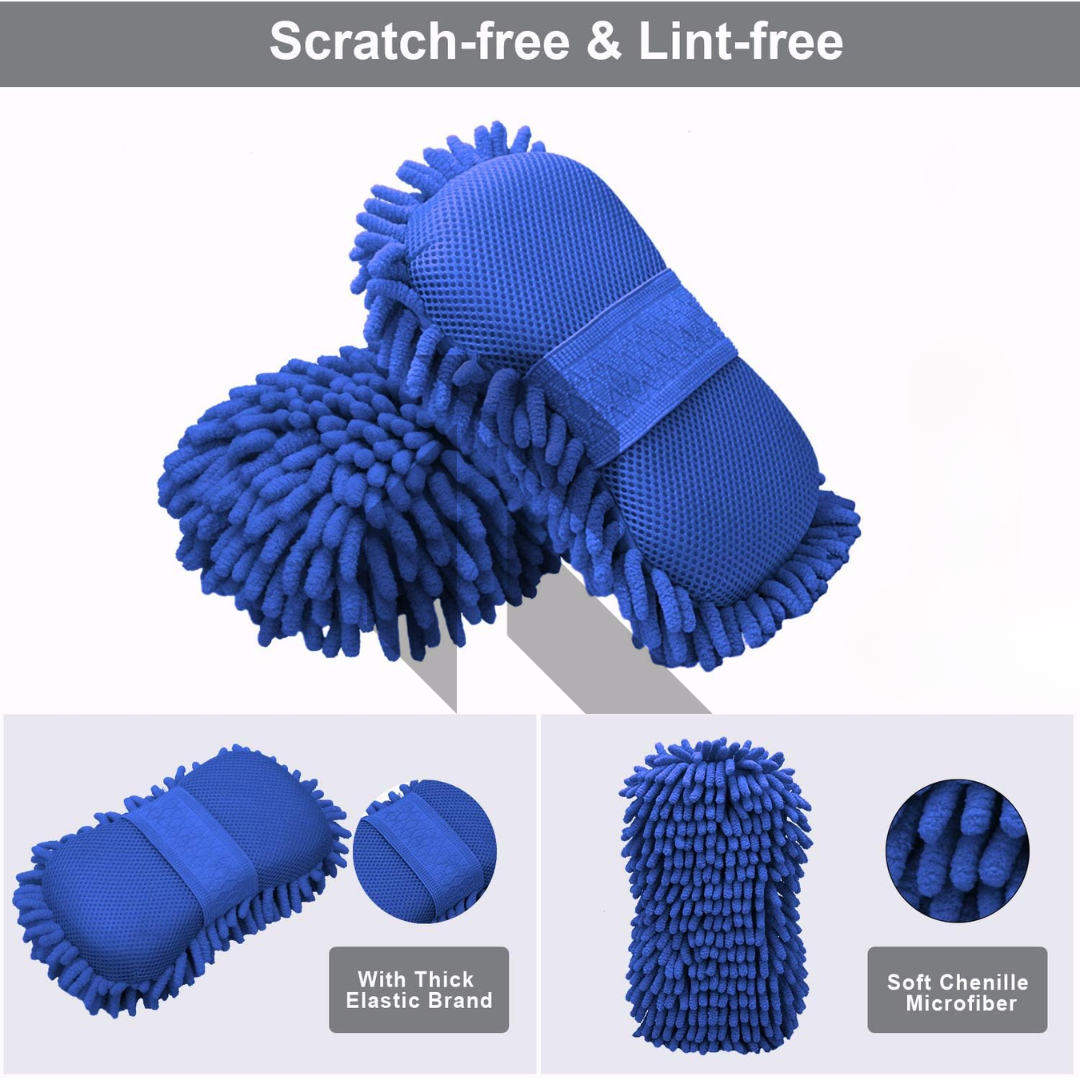 Microfiber Car Wash Sponge Mitt – Scratch-Free Cleaning Pad (Multi Color)
