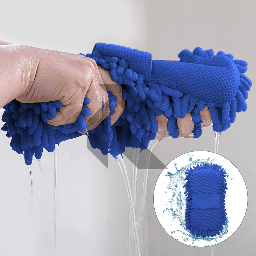 Microfiber Car Wash Sponge Mitt – Scratch-Free Cleaning Pad (Multi Color)