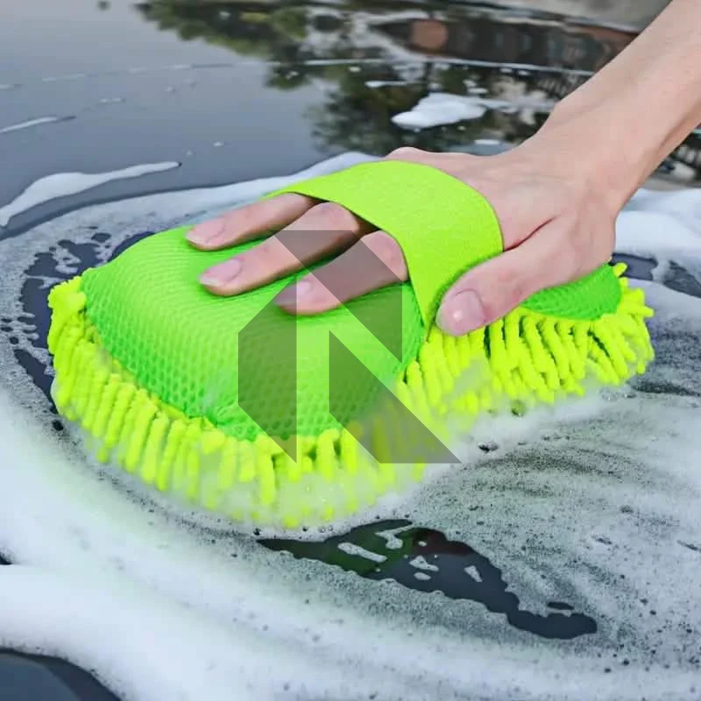 Microfiber Car Wash Sponge Mitt – Scratch-Free Cleaning Pad (Multi Color)